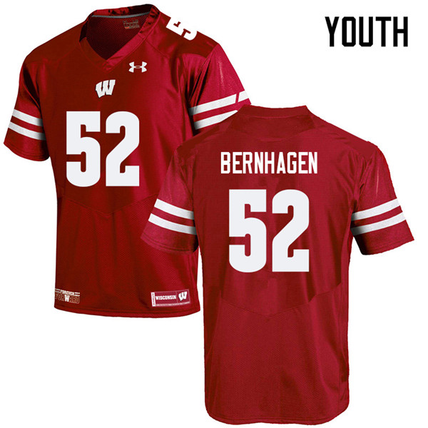 Youth #52 Josh Bernhagen Wisconsin Badgers College Football Jerseys Sale-Red